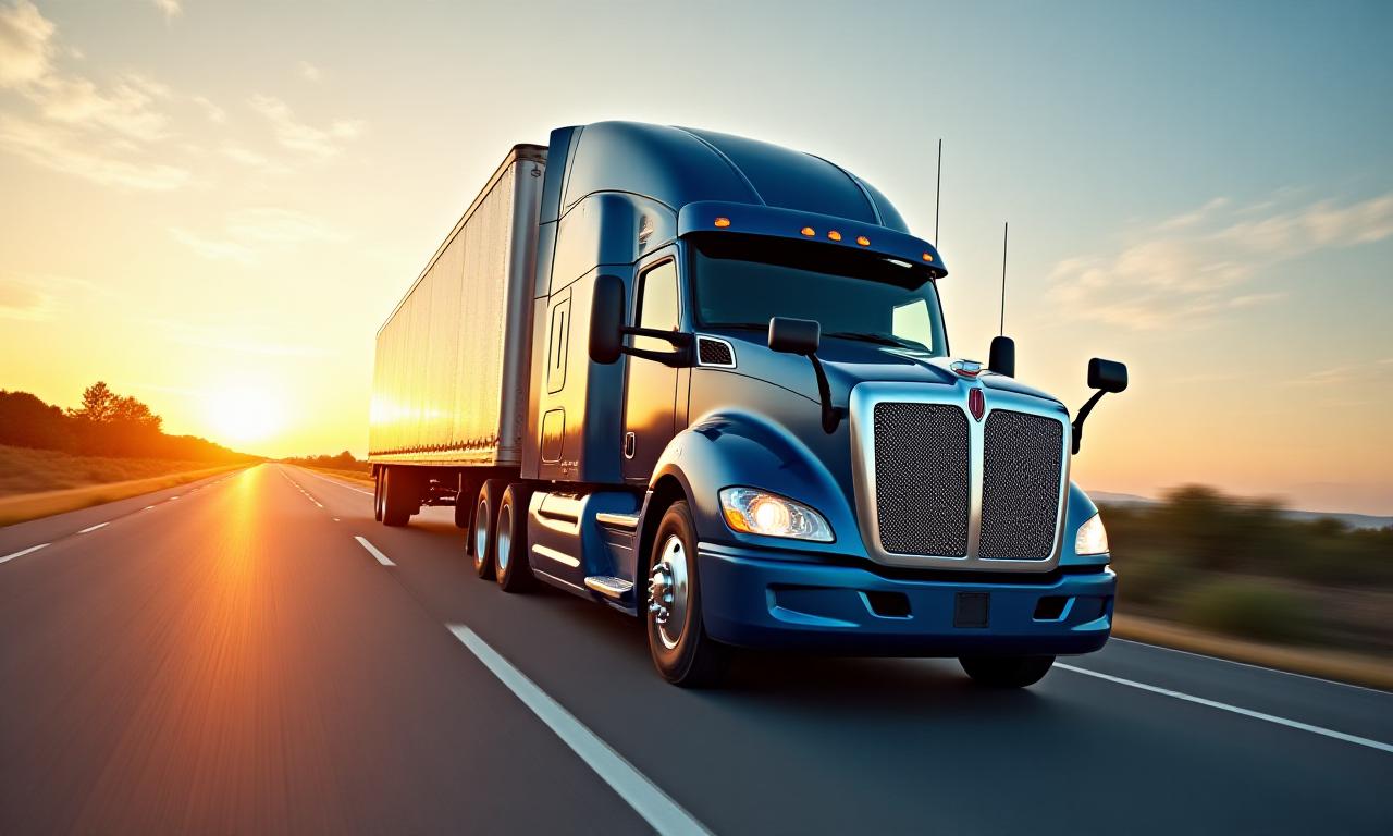 Modern heavy duty truck on the highway