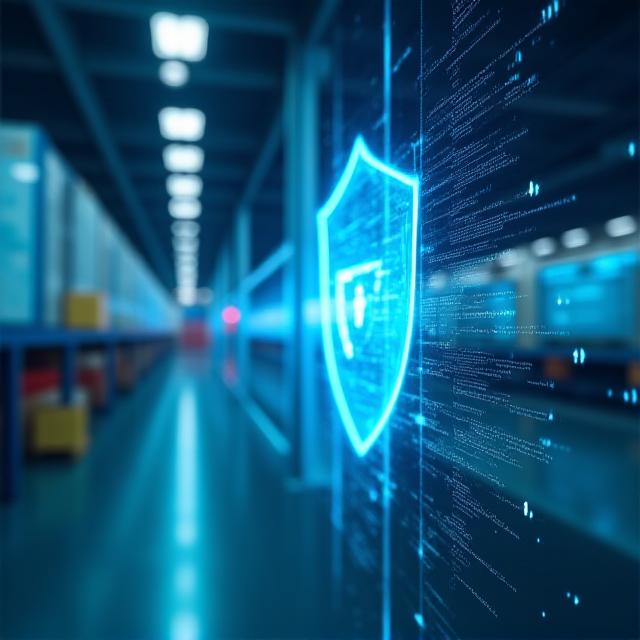 Abstract digital security and global logistics connection